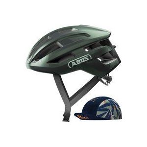 ABUS PowerDome ACE Racefietshelm met ABUS Race pet, lichte fietshelm met intelligent ventilatiesysteem, Made in Italy, voor dames en heren, groen, L