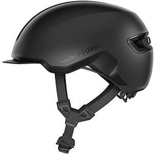 ABUS Urban-helm HUD-Y - magnetisch, oplaadbaar LED-achterlicht & magneetsluiting - coole fietshelm voor dagelijks gebruik - voor mannen en vrouwen - zwart mat, maat S