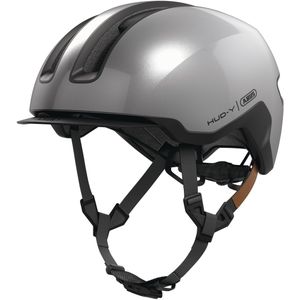 ABUS Urban-helm HUD-Y - magnetisch, oplaadbaar LED-achterlicht & magneetsluiting - coole fietshelm voor dagelijks gebruik - voor mannen en vrouwen - zilver, maat L