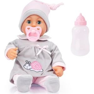 Bayer Design - Babypop First Words - Grijs - 38 cm - Inclusief Fles en Speen