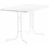 Sieger 133/W Boulevard-klaptafel met mecalit-Pro-plaat 115 x 70 cm, stalen buisframe wit, tafelblad marmeren decor wit