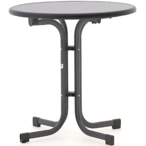 SIEGER Boulevard klaptafel met Mecalit-PRO plaat. Plaatmaat ca. 70cm ø, ijzergrijs/leisteen antraciet