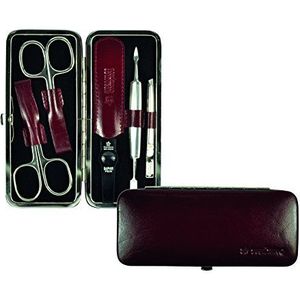 Pfeilring Manicure-etui, rundleer, bordeaux, 5-delig manicure, meerkleurig, één maat
