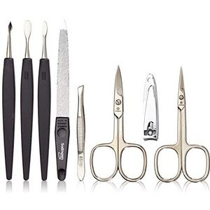 Manicure Set - Donkerbruin - Koeienhuid - Inclusief 6 Instrumenten