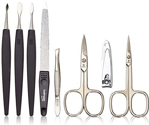 Manicure Set - Donkerbruin - Koeienhuid - Inclusief 6 Instrumenten