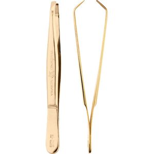 Pfeilring - Wenkbrauwpincet - Verguld - 9 cm - Gebogen
