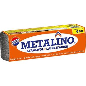 METALINO Staalwolpad 200g fijn 000, voor fijne afwerking van lak, schellak, gepolijst koper en messing en van olie en wax op hout