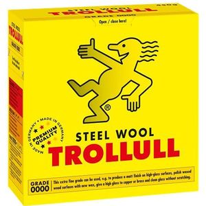 TROLLULL Staalwol | Draadwol 450g extra fijn 0000 polijst gewaxt hout, koper, messing en matte oppervlakken, reinigt glas