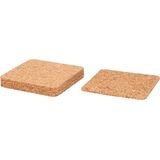 Zeller Glazenonderzetters - set 6x - vierkant - Lichtbruin - 10x10 cm - Kurk