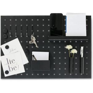Zeller Memobord voor kantoor of thuis - metaal - zwart - incl. benodigdheden - 50 x 35 cm