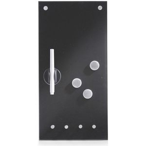 Zeller 11612 memobord met haak, glas, zwart, ca. 20 x 40 x 4 cm