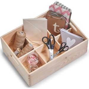 Zeller Present Houten opbergbox 40 x 30 x 15 cm - 13145 - Sorteervakken, Stapelbaar, Klaar voor gebruik