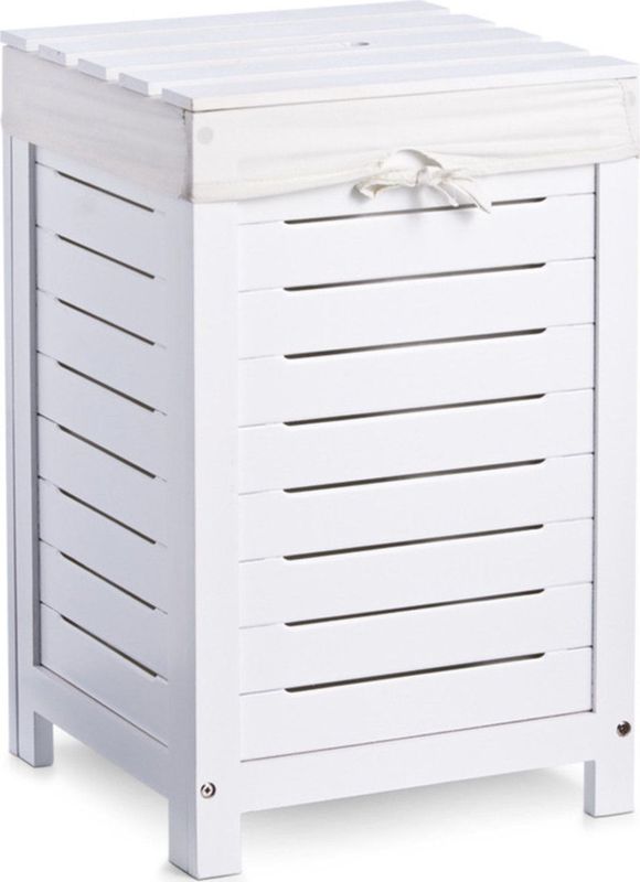 Zeller - Wasmand - Wit - Hout - Met Deksel - Inhoud 50 Liter