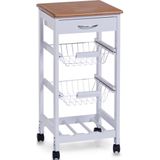 Zeller trolley - met wijnrek en mandjes - 36 x 76 cm - Bijzetkastjes