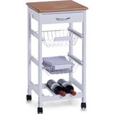 Zeller trolley - met wijnrek en mandjes - 36 x 76 cm - Bijzetkastjes