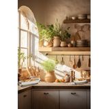 Zeller Broodmandje met stof - riet/canvas - bruin - landelijke stijl