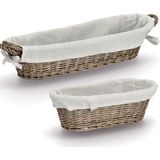 Zeller Broodmandje met stof - riet/canvas - bruin - landelijke stijl