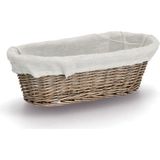 Zeller Broodmandje met stof - riet/canvas - bruin - landelijke stijl