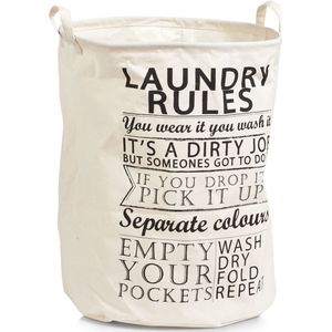 Zeller Wasmand - rond - creme - stof - 38 x 48 cm