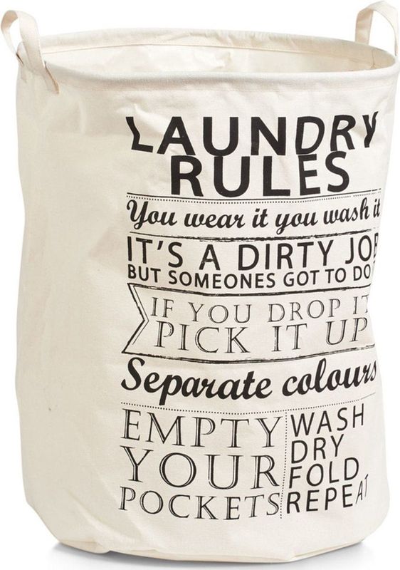 Zeller Wasmand - rond - creme - stof - 38 x 48 cm