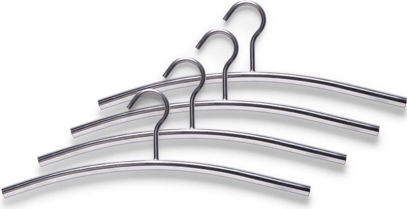 4x Zilveren RVS Kapstok/Garderobe Jassen Hangers 44 cm - Kledinghangers