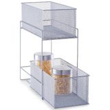 Zeller keuken/keukenkast organizer uitschuifbaar - zilver - 18 x 35 x 42 cm - metaal