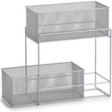 Zeller keuken/keukenkast organizer uitschuifbaar - zilver - 18 x 35 x 42 cm - metaal