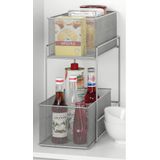 Zeller keuken/keukenkast organizer uitschuifbaar - zilver - 18 x 35 x 42 cm - metaal