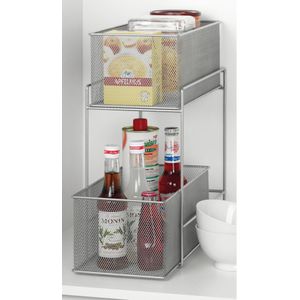 Zeller - Uitschuifbare Keuken Organizer - Zilver - Metaal