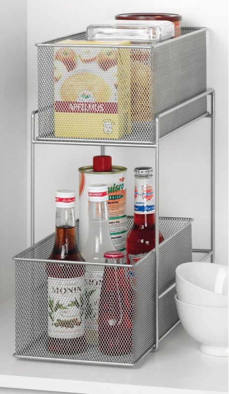 Zeller keuken/keukenkast organizer uitschuifbaar - zilver - 18 x 35 x 42 cm - metaal