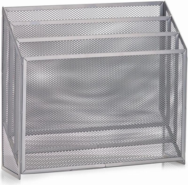 Zeller - Tijdschriftenrek - Grijs - Metaal - 3 Vakken