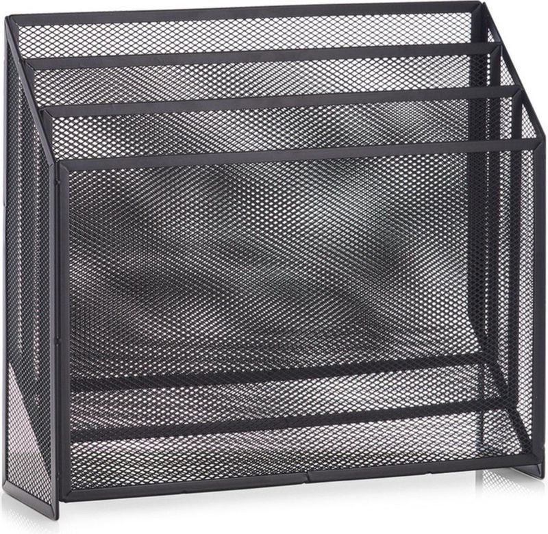 Zeller tijdschriftenrek/houder - zwart - 32 x 30 cm - metaal