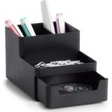 Zeller Schreibtisch-Organizer Utensilien schwarz Kunststoff 4 Fächer 15,3 x 11,2 x 9,3 cm