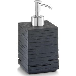 Zeller zeeppompje/zeepdispenser - kunststeen - zwart leisteen - 8 x H16