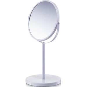 Witte make-up spiegel rond dubbelzijdig 15 x 26 cm - Make-up spiegeltjes