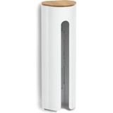 Zeller - Wattenschijfjeshouder - Badkameraccessoire - Wit - ABS Kunststof en Bamboe