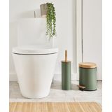 Zeller prullenbak/pedaalemmer metaal bamboe hout 3L salie groen