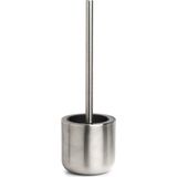 Zeller Toiletborstel in houder - RVS - D11 x H35 cm - silicone borstel - WC borstel