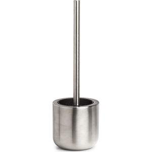 Zeller Toiletborstel in houder - RVS - D11 x H35 cm - silicone borstel - WC borstel
