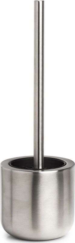 Zeller Toiletborstel in houder - RVS - D11 x H35 cm - silicone borstel - WC borstel