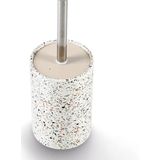 Zeller Luxe Luxe Toiletborstel in houder - wit - Terrazzo design - keramiek - 42 x 10 cm