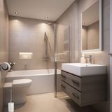 Zeller Luxe Luxe Toiletborstel in houder - wit - Terrazzo design - keramiek - 42 x 10 cm