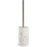 Zeller Luxe Luxe Toiletborstel in houder - wit - Terrazzo design - keramiek - 42 x 10 cm