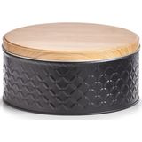 Zeller - Voorraadblik - Zwart - 3,8 Liter - Lucht/geurdicht met Houtlook Deksel