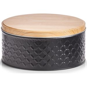 Zeller - Voorraadblik - Zwart - 3,8 Liter - Lucht/geurdicht met Houtlook Deksel