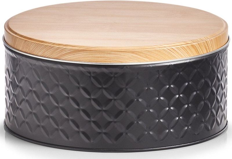 Zeller - Voorraadblik - Zwart - 3,8 Liter - Lucht/geurdicht met Houtlook Deksel