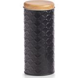 Zeller Bewaar/voorraad blikken koffiepads - zwart - metaal - 18 x 7,5 cm - 1 L