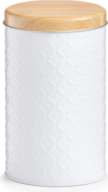 Zeller voorraad blik - wit - metaal - 10,5 x 18 cm - 2L - snoeptrommels