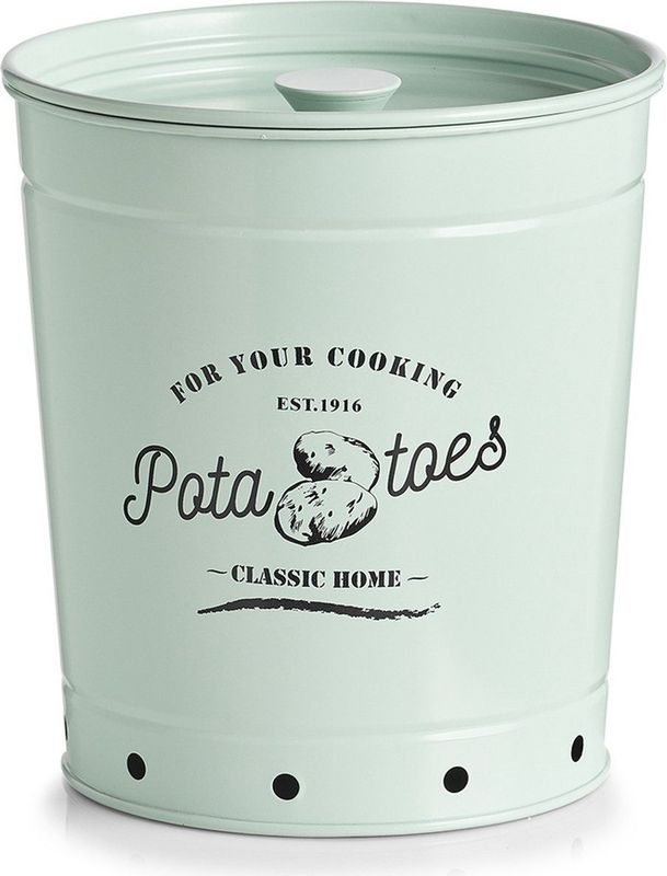 Zeller Aardappelbak - met deksel - metaal - mintgroen - 21 cm - 6.5L