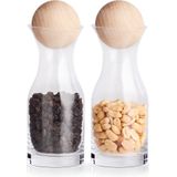 2x Glazen kleine flessen/karaffen met bal dop 250 ml - Keuken/kookbenodigdheden - Tafel dekken - Olie/azijn flessen